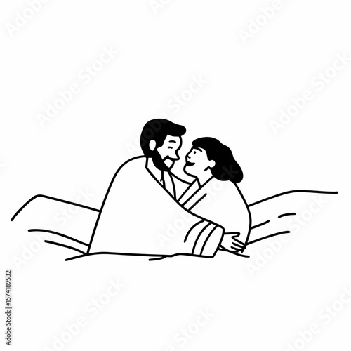 Sincere laughing bonding happy middle aged senior married couple cuddling, having fun enjoying communicating, isolated on white wall, showing candid loving feelings, good family relations concept.