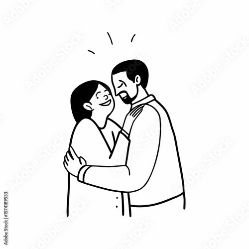 Sincere laughing bonding happy middle aged senior married couple cuddling, having fun enjoying communicating, isolated on white wall, showing candid loving feelings, good family relations concept.