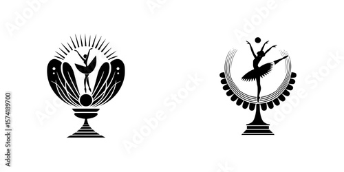 Silhouette pictograms representing artistic performances and cultural celebrations in a creative design style