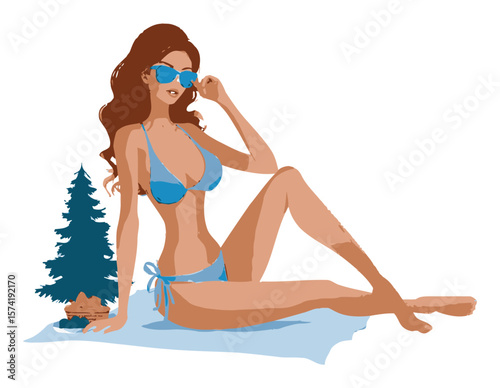 Relaxed Woman in Bikini with Sunglasses Enjoying Summer Vibes