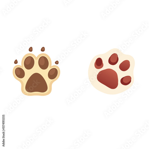 Adorable Cartoon Animal Paw Print;  Beige and Brown; Playful Design