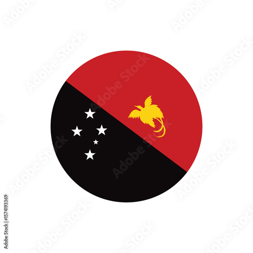 Papua New Guinea Flag Button. Round Papua New Guinea flag icon. Papua New Guinea flag badge Vector for independence day celebration Png on transparent background..eps