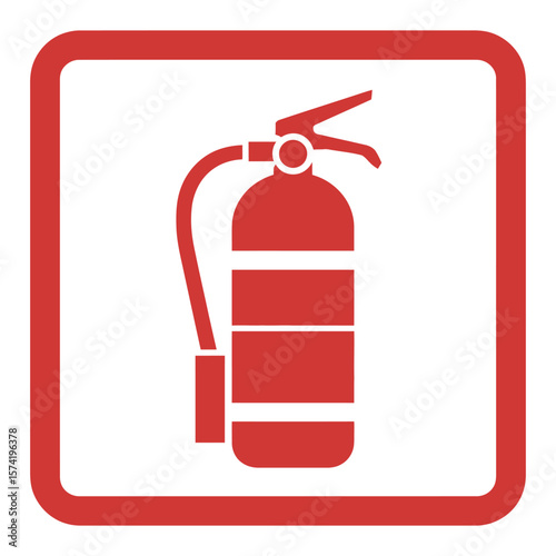 Red Fire Extinguisher Icon Inside Red Square Frame White Background Safety Symbol