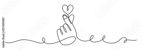 continuous line art of a hand making a fist and forming a love