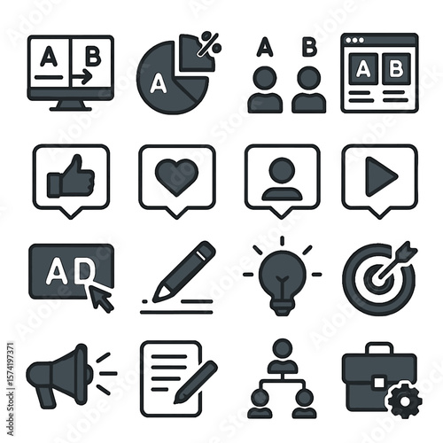 Collection of Business and Social Media Icons with Various Concepts