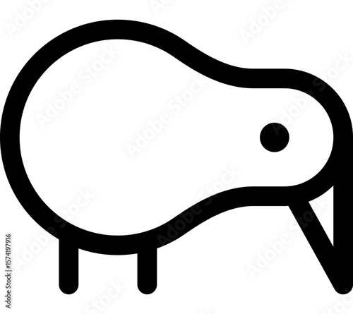 Simple Line Drawing Kiwi Bird Icon Outline Illustration Graphic