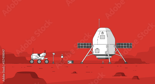Mars surface exploration with lander, rover, camera, and data recorder