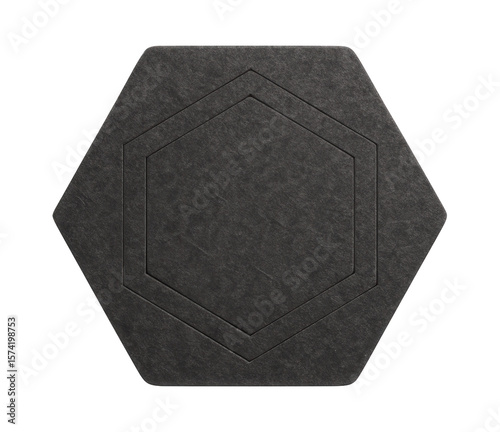 Hexagonal felt mat with a subtle design, ideal for use under feeding bowls in a chic, minimalist dining room.