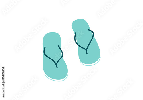 minimalist illustration of a pair of flip-flops, symbolizing comfort, casual lifestyle, summer vibes, and beachwear simplicity. 