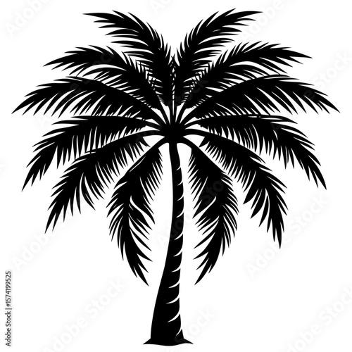 Tropical coconut tree silhouette vector perfect for beach, exotic vacation themes, island scenery and summer illustrations
