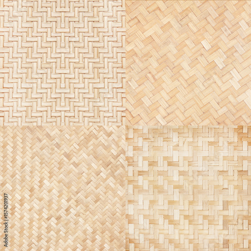 close up woven bamboo pattern texture background