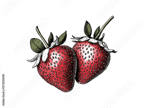 Retro black sketch of strawberry fruit, vintage garden illustration, engraved sweet berry drawing, antique style line art, trendy fruit decor, hand-drawn botanical print, classic food art