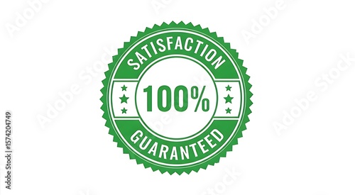 Green 100 percent satisfaction guaranteed badge illustration