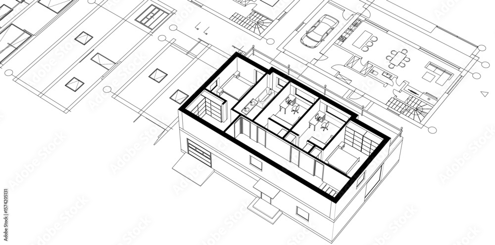 Fototapeta premium residential architecture planning 3d illustration