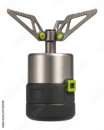 Compact solid fuel stove with integrated pot support for hiking