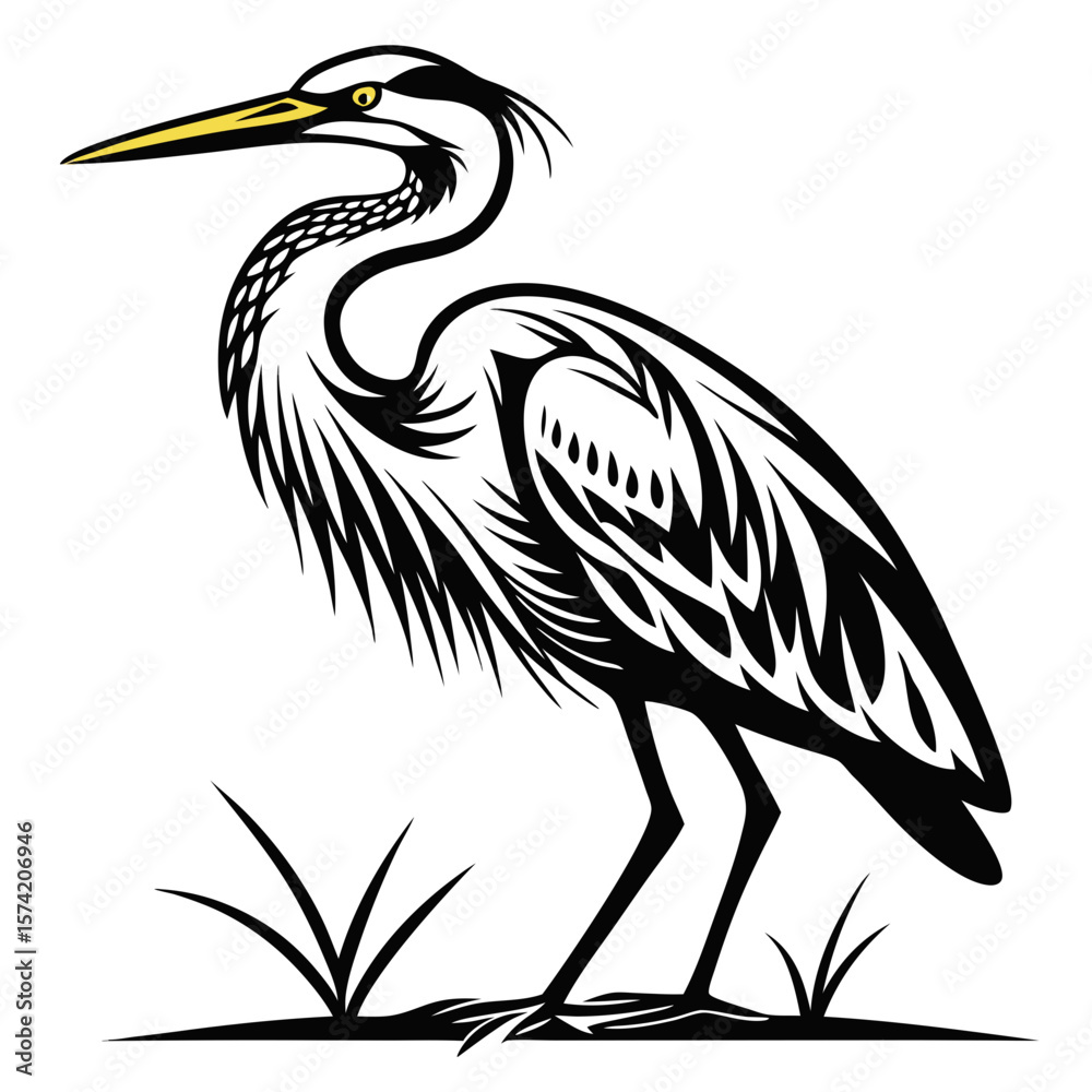 Fototapeta premium Heron Vector Illustration – Elegant Bird Logo Design