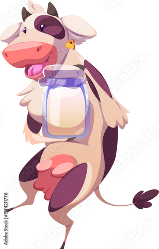 Cute Cow with Milk