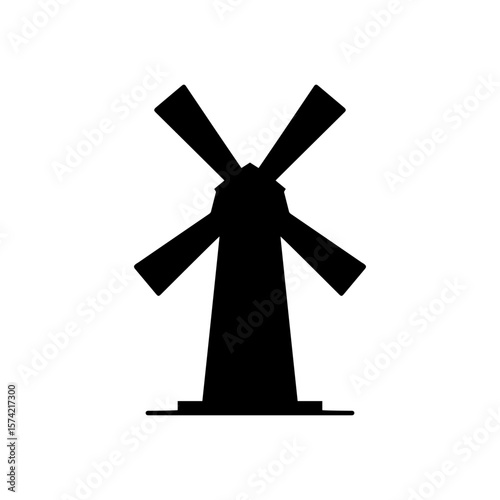 Windmill silhouette vector flat illustration design. 
