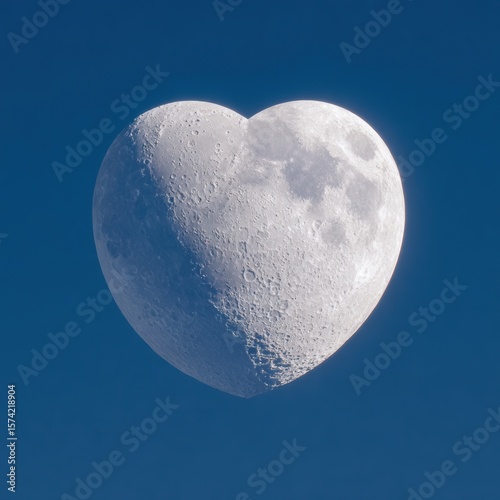 Lunar heart shape in tranquil dark blue sky a cosmic expression of love and affection romance