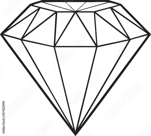 Geometric diamond outline illustration isolated on transparent background