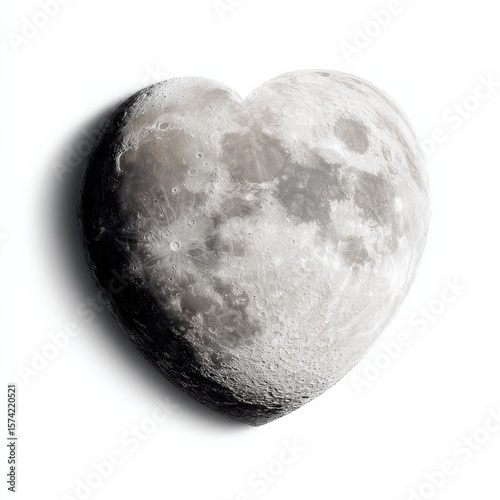 Celestial Love Cosmic Heart Captured in Lunar Light Romantic Moonscape Symbolizing Boundless Affection Lunar Surface