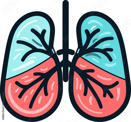 Lungs Anatomy Illustration: A Vital Respiratory System Graphic Design