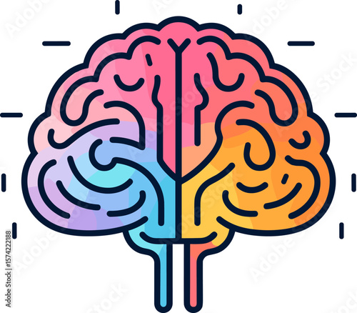 Colorful Brain Icon: A Symbol of Intellect and Innovation
