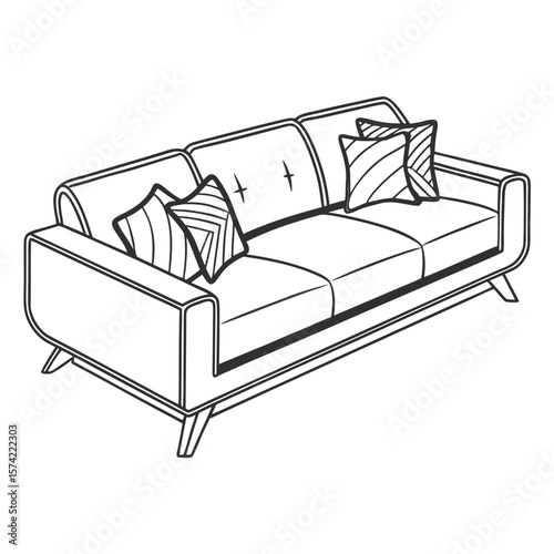 Modern sofa with patterned cushions couch furniture