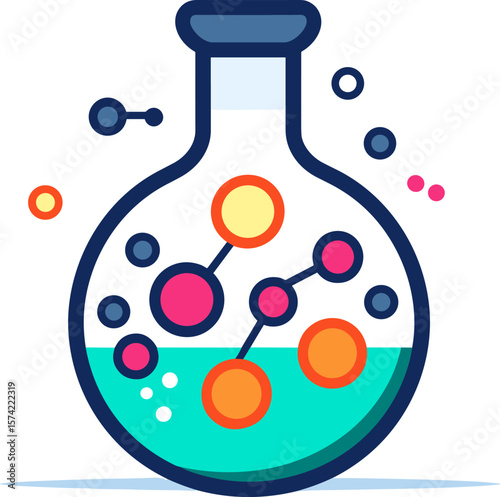 Colorful Science Flask with Molecules for Chemistry Experiments