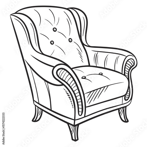 Wingback armchair sketch furniture vintage