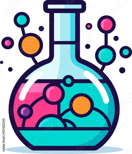 Vibrant Science: Flask Illustration for Research and Experimentation