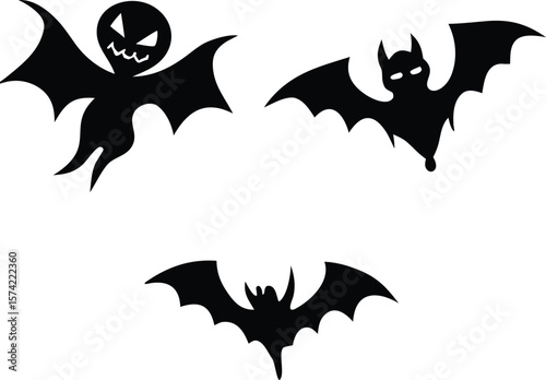 halloween silhouettes black icon and character