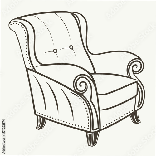 Wingback armchair with decorative studs furniture interior