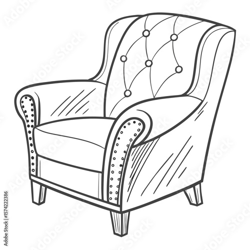 Tufted armchair with decorative studs upholstery furniture