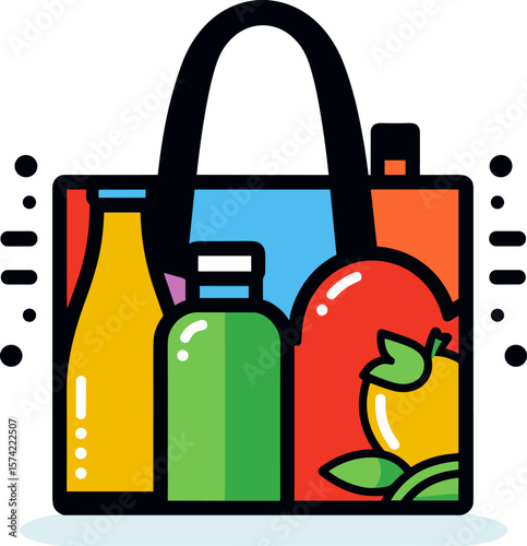 Colorful Grocery Bag Still Life: Fresh Food and Healthy Lifestyle