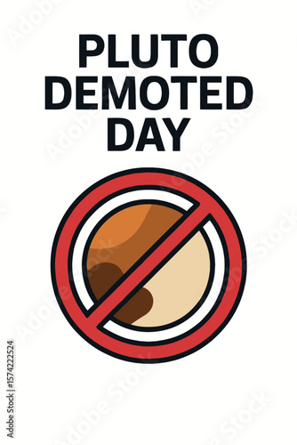 pluto demoted day vector, pluto reclassification graphic, dwarf planet day icon, pluto planet demotion, astronomy demoted planet event, pluto space 