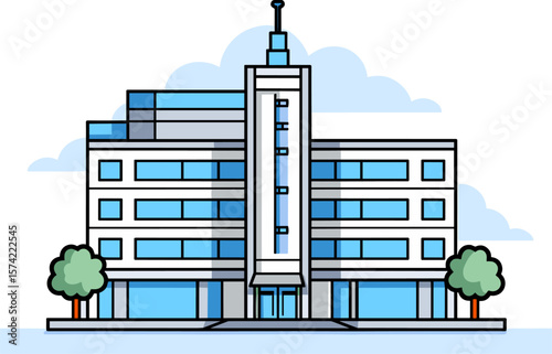 Modern Building Architecture, Urban Design and City Skyline Illustration