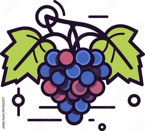 Vibrant Grapes: A Burst of Fruity Delight in Graphic Style