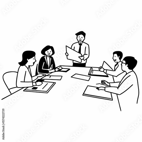 Young Asian account manager advisor lawyer showing paper documents to Latin client partner, diverse professional colleagues discussing tax financial contract papers working in office at meeting.