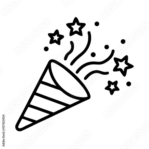 New Year's Eve party popper with confetti explosion and festive celebration