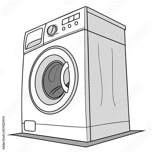 Modern washing machine with circular door appliance