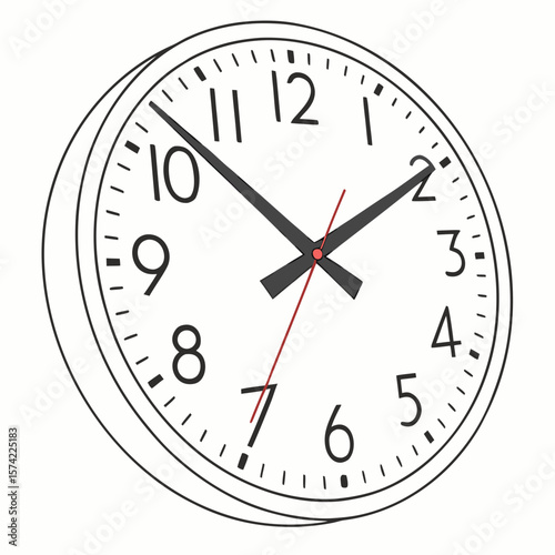 Classic analog clock face with black hands time numbers