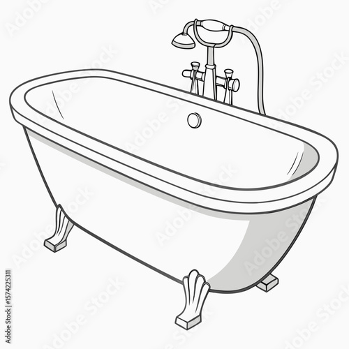 Clawfoot bathtub with shower faucet plumbing