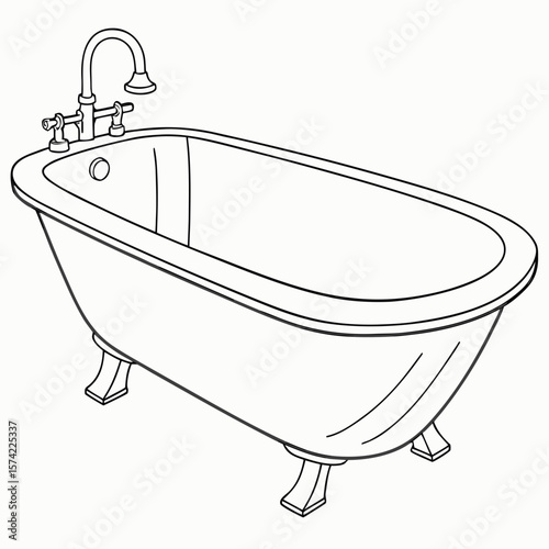 Clawfoot bathtub with faucet plumbing bathroom
