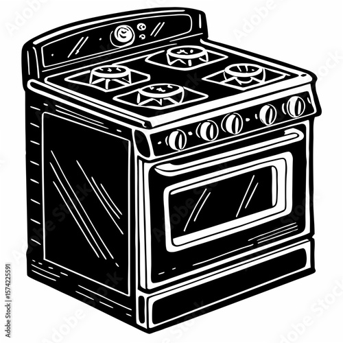 Vintage Stove With Four Burners And Oven kitchen appliance retro