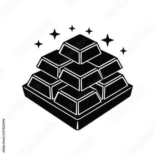 Stylized Stacks of Gold Bars with Sparkles Suggesting Wealth and Success