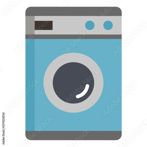 Modern blue washing machine with gray accents and circular door appliance laundry