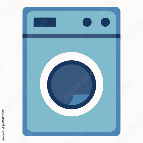 Blue washing machine with circular door and control panel appliance laundry
