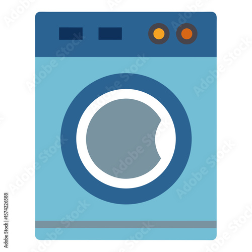 Light blue washing machine with dark blue accents and orange lights appliance laundry
