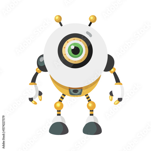 Cute Cyclops Robot Mascot Vector: One-Eyed Bot Character for AI, Gaming, and Technology